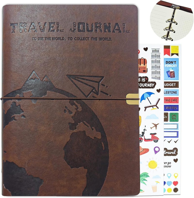 GoShambar Travel Journal for Women Men, Leather Travel Scrapbook Notebook & Adventure Book Travel Planner Memory Diary, Travel Gifts(Brown) - Image 1